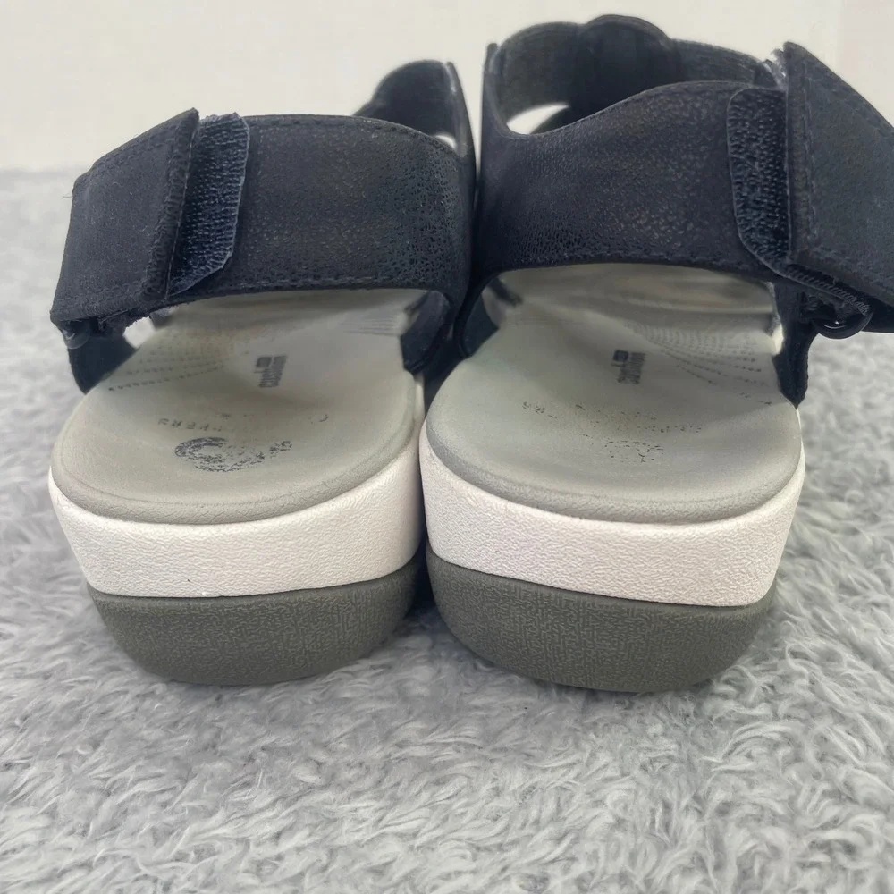 Clarks Cloudsteppers Sandals Womens 7 Grey Blue Arla Glison Strappy Wedge